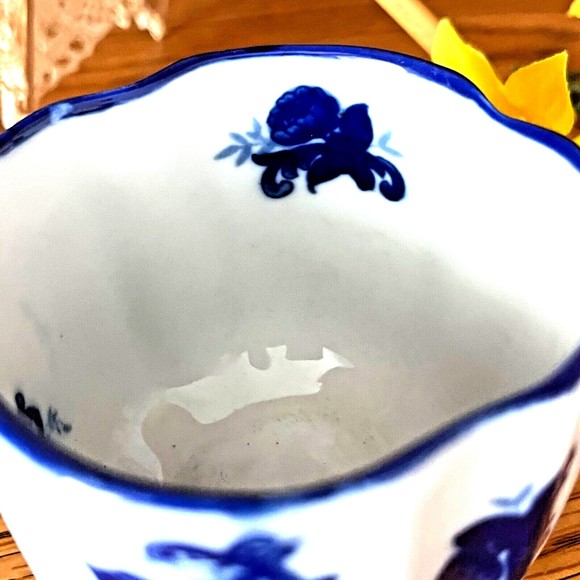 Vintage Tea Cup Flow Blue Unmarked Small 2 1/4” - Picture 7 of 11